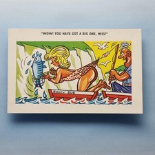 Saucy Comic Postcard C1970 Fishing Boat Blonde Upskirt Rod Letch Giggle Cards