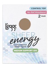 New 2 Pair L'eggs Sheer Energy Size Q Control Top Nude Compression Pantyhose