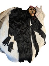 Black Horror Scream Costume Complete Outfit with Mask, Gloves, and Robe