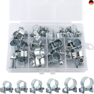 Pack of 30 Mini Hose Clamps, Adjustable Fuel Injection Joint Bolt Clamps, Small