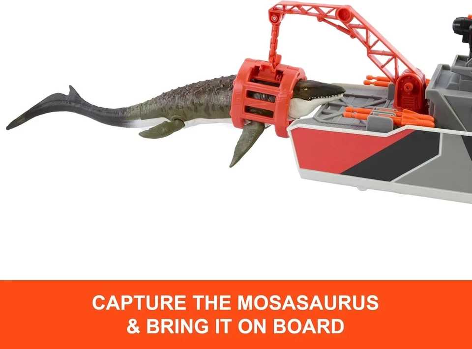 Jurassic World Rebirth Mosasaurus Rescue Action Boat Playset New Toy - Image 3 of 4