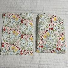 Crate  Barrel Kids Toddler Sheet Set-Fitted and Flat, Floral Fields Org. Cotton