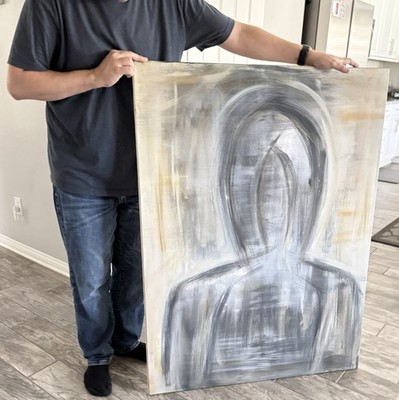 The Shadow Man by D. Scott - Original Large Art Canvas Painting 36''x48'' Acrylic