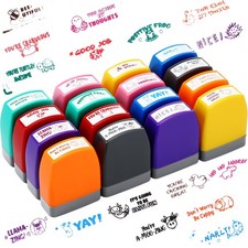 16 Pcs Self Inking Teacher Stamps Set for Grading and Classroom Motivation