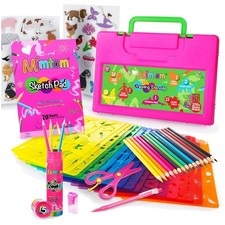Fun DIY Stencil Kit for Kids - 370 Shapes, Sketch Pad, Pink
