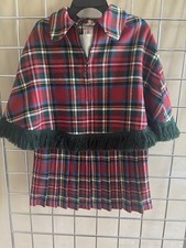 Vintage Plaid Wool Scottish Dress Poncho SET 2-3T Fiona McDonald Moffat Scotland