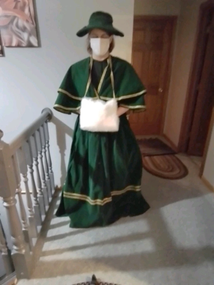 Disfraz de villancico Charles Dickens, verde esmeralda, talla grande Foto 3 de 4