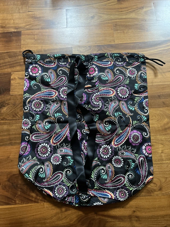 Vera Bradley Bandana Swirl Shoulder Strap HUGE Laundry Bag 24x28 Black College - Image 3 of 4