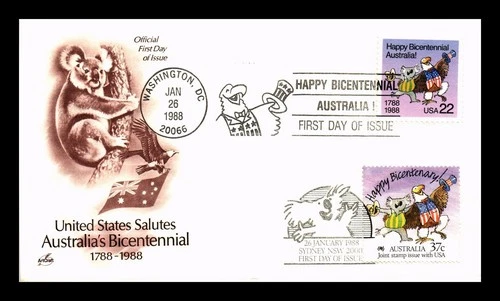 US COVER AUSTRALIA BICENTENNIAL FDC JOINT ISSUE COMBO DUAL CANCEL ARTCRAFT