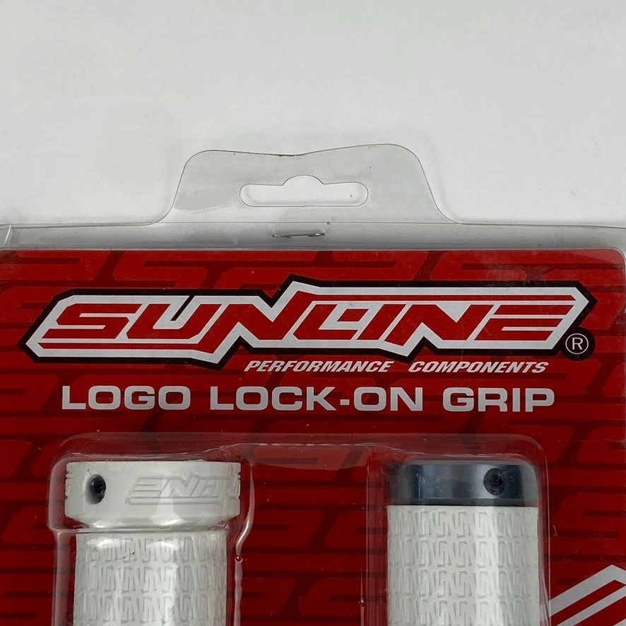 Sunline 徽标锁定握把厚白色 NOS 410-00-002 BMX MTB 摩托车越野赛 — 第 2/4 张图片