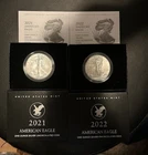 2021-W & 2022-W American Silver Eagle 1 oz .999 Silver Coin Uncirculated w/ COA