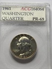 1961 Washington Silver Proof Quarter acg pr-69 nice toning