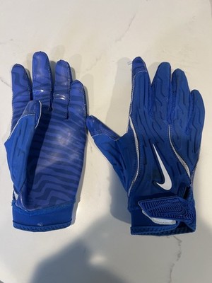 Nike Football Receiver Gloves Adult Blue   Good Condition   Adjustable Wrist