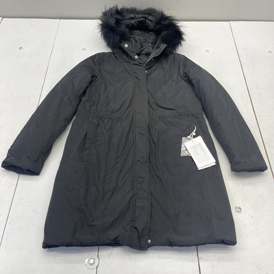 Intrend Black Quilted Lined Fur Trim Hooded Zip Up Jacket Women's Size 4