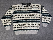 Men  s Vintage Expressions Pullover Sweater Size Large Geometric 90  s Sweatshirt