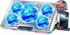 Enfriador Port tiles Para Juegos 5 Ventiladores Silenciosos Y Luces LED NEW US