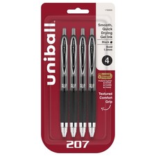 Uni Ball Gel Pens 1.0Mm Black Bold Tip Retractable 4 Pack Professional Quality