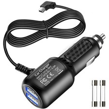 Gebildet Mini USB Power Cord Cable with Dual Port USB,Vehicle Black