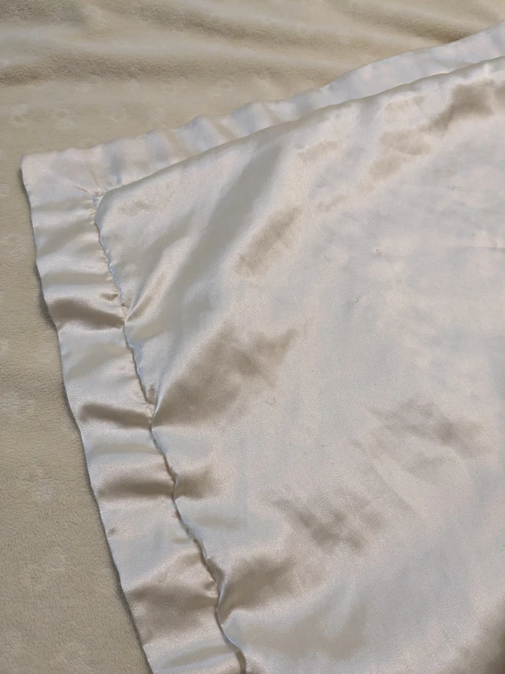 Винтажное детское желтое плюшевое велюровое атласное одеяло с отделкой и подкладкой Duckie - Изображение 4 из 4