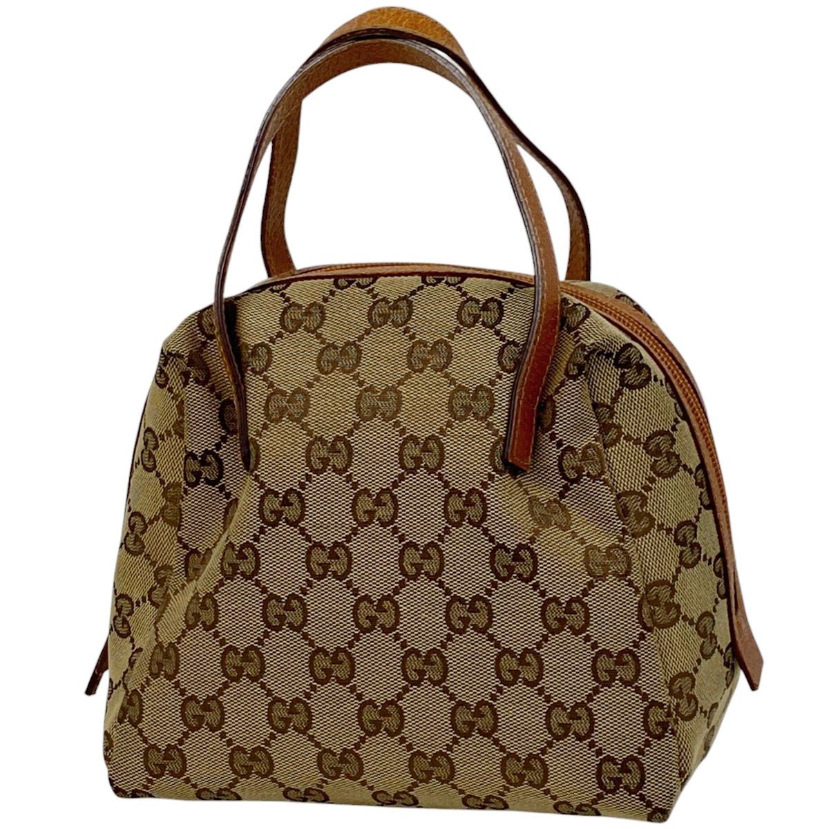 Gucci 124542 GG Canvas Handbag Brown Beige Monogram Tote Purse Authentic