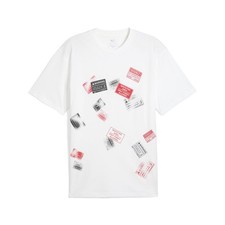 PUMA Scoot Caution Graphic Crew Neck Short Sleeve T-Shirt Mens White Casual Tops