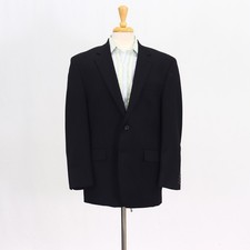 Ralph Lauren 42R Black Sport Coat Blazer Jacket Solid 2-Button Wool