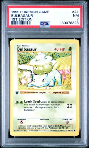 1999 Pokemon Game Bulbasaur 1st Edition PSA 7 #44 Vintage Base Set