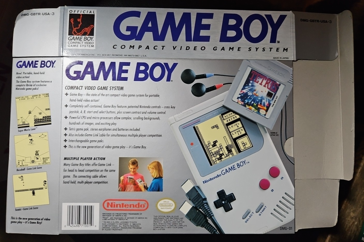 1989 BOX ONLY DMG-GBTR-USA-3 Nintendo Game Boy DMG-01 Game System