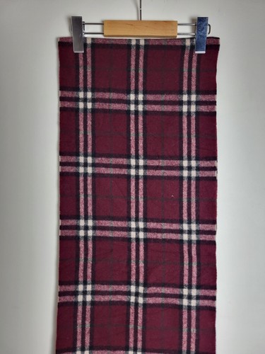 Burberry original/auténtico - bufanda vintage - rojo vino - lana de cordero - Imagen 6 de 7