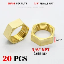 20 pcs 3/8” NPT Female Thread Brass Pipe Fitting Hex Nut