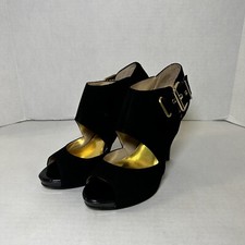 Nine West Women’s Black Suede Heels Open Toe Size 7