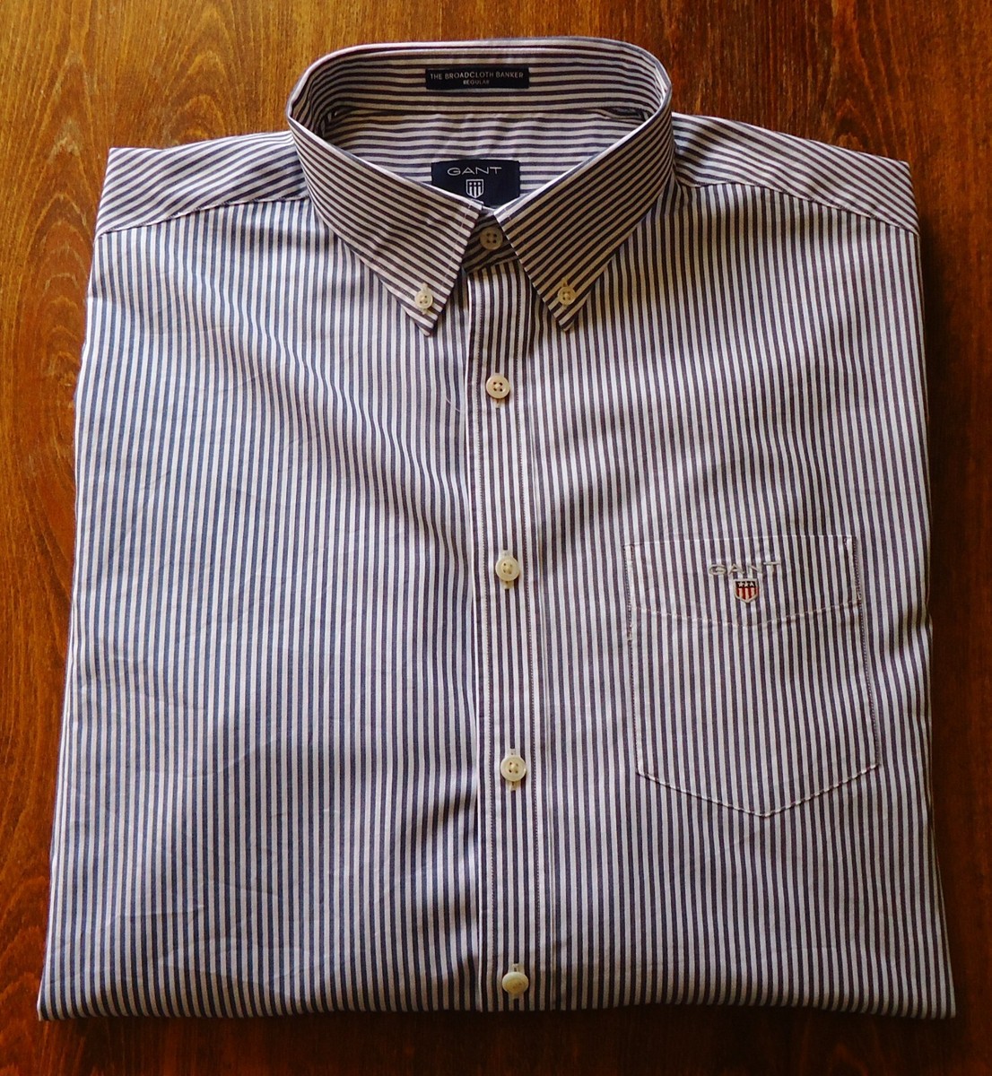 GANT Camicia Uomo Regular Fit, Modello REG BROADCLOTH BANKER BD, Colore Blu College, Taglia XL, Cotone, Logo Ricamato