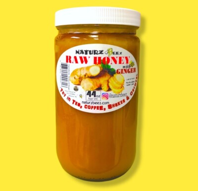 RAW HONEY with GINGER 2.75 Lbs 1.25kg 44oz 100% PURE RAW USA HONEY