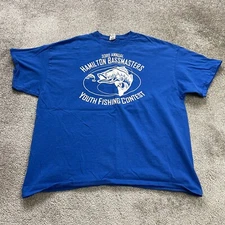 Gildan Ultra Cotton Graphic T-Shirt Unisex 2XL Blue 33rd Annual Hamilton Fishing