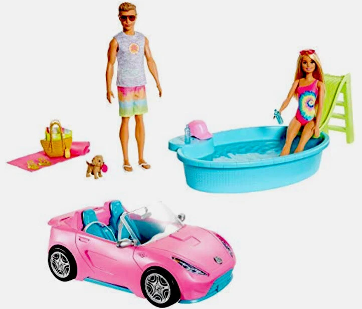 Barbie and Ken Convertible Car and Pool Play set eBay