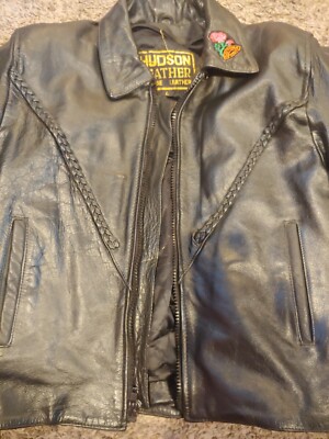 Hudson Leather Biker Jacket With Daytona 2001 Patch