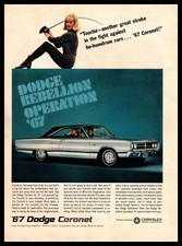 1967 Dodge Coronet 383 V-8 Engine Blonde Woman Epee Foil Sword Vintage Print Ad 1967 Dodge Coronet 383 V-8 Engine Blonde Woman Epee Foil Sword Vintage Print Ad