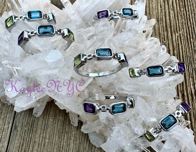 Wholesale Lot 7 Pcs Natural Tri Crystal White Bronze Rings Healing Energy