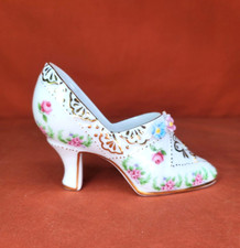 Vintage Porcelain Flower Shoe Victorian Style Gilded Roses 5''L