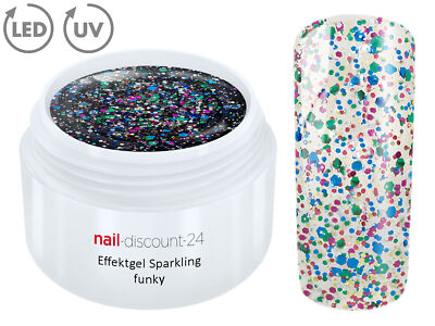 UV LED GEL FUNKY Farbgel Color Effekt Glitter Glitzer Mix Nail Art Transparent