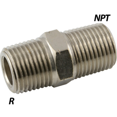 Doppelnippel mit R-/NPT-Gewinde Adapter bis 60 bar Druckluft Wasser Öl Fittinge