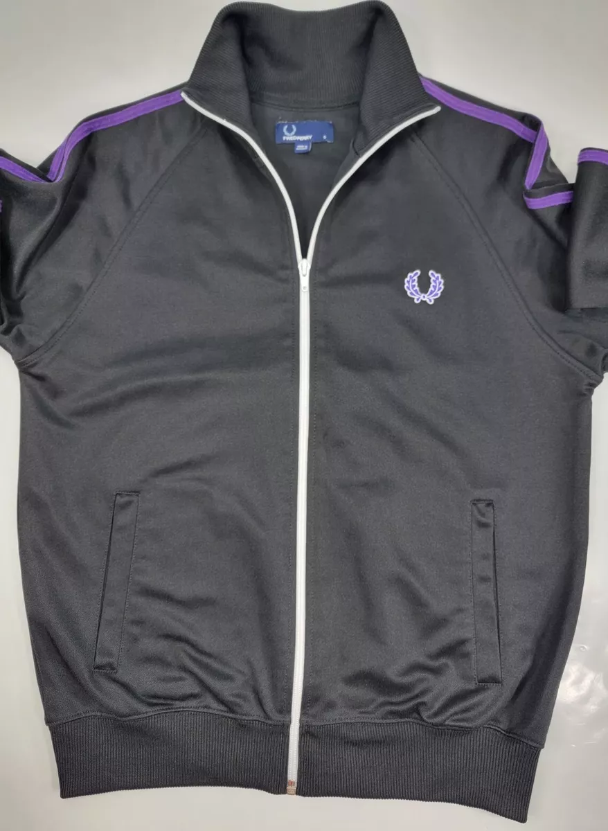 Fred Perry Track Jacket Full Zip Black Purple Logo Mens Size Small S  Portugal