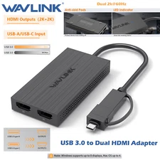 USB 3.0 to HDMI Dual Display Adapter Supports 6 Monitor Displays for Windows Mac