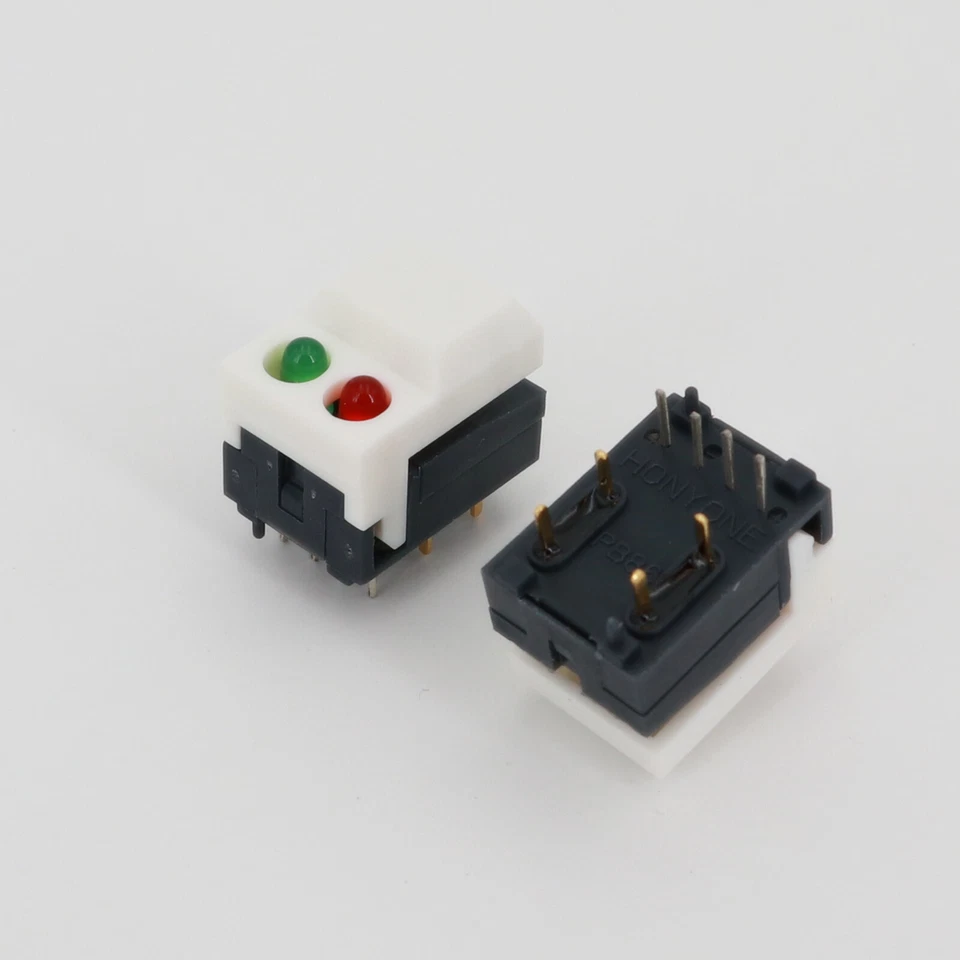 Interruptor de botón momentáneo cuadrado PB86-A2 8 pines SPDT PCB blanco 5 piezas con 2 ledes Foto 3 de 4