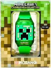 1 Count Accutime Watch Corp Mojang Minecraft Creeper Flashing LCD Watch Age 6 Up
