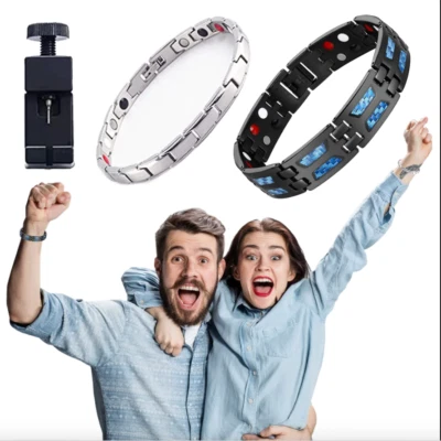 BIOENEREGY TITANIUM Magnetic GERMANIUM Energy Armband Power Bracelet 4 elements 2 pack