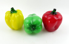 Vintage Murano Style Hand Blown Glass Vegetables - Lot of 3 BELL PEPPERS
