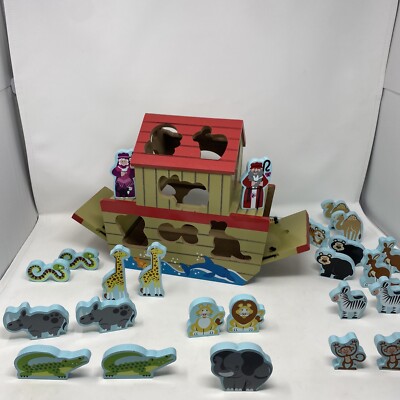 Melissa Doug Noah's ark wooden Shape Toy Animal Pieces
