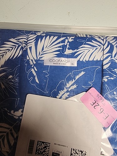 Coofandy Men's Hawaiian Floral Shirt Cotton Button Down Tropical Blue - 第 2/5 張圖片