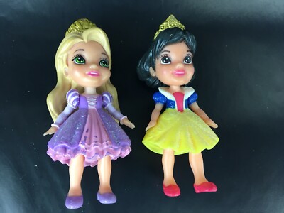 Disney Princess Mini Poseable Toddler Dolls Tiara Snow White & Rapunzel 3.5''